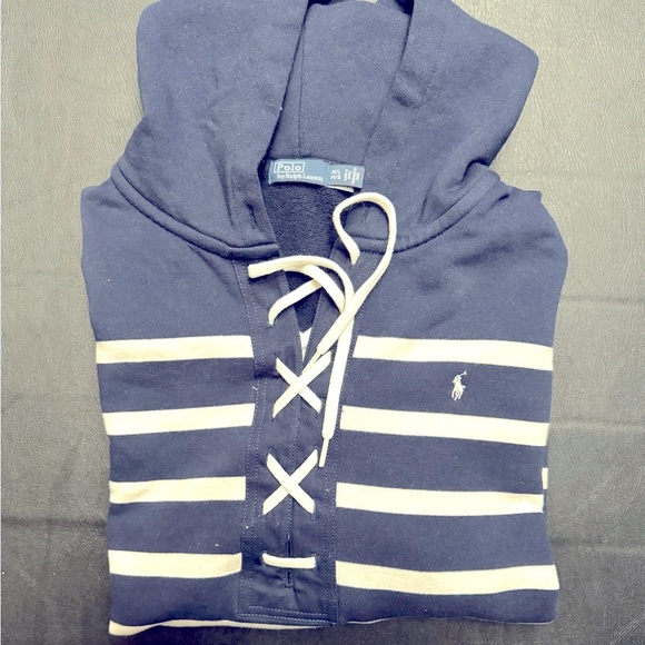 Ralph Lauren Striped Lace-Up Fleece Pullover - Picture 5 of 7